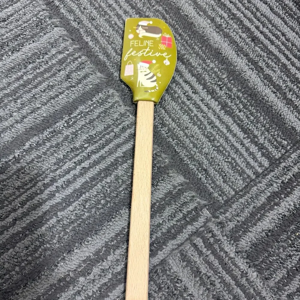 Karma “Feline Festive” Christmas Cat Silicone Spatula with Wooden Handle